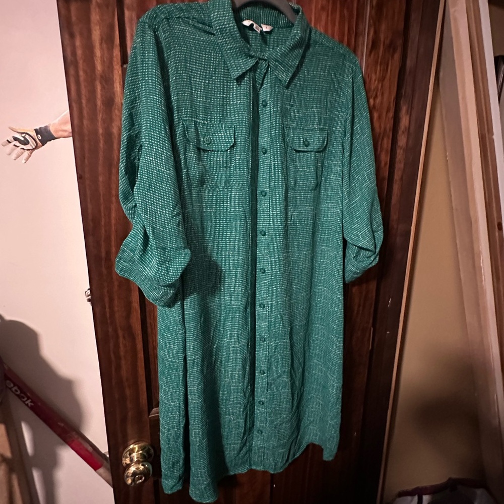 CAbi Women’s Green Button Down Shirt Dress